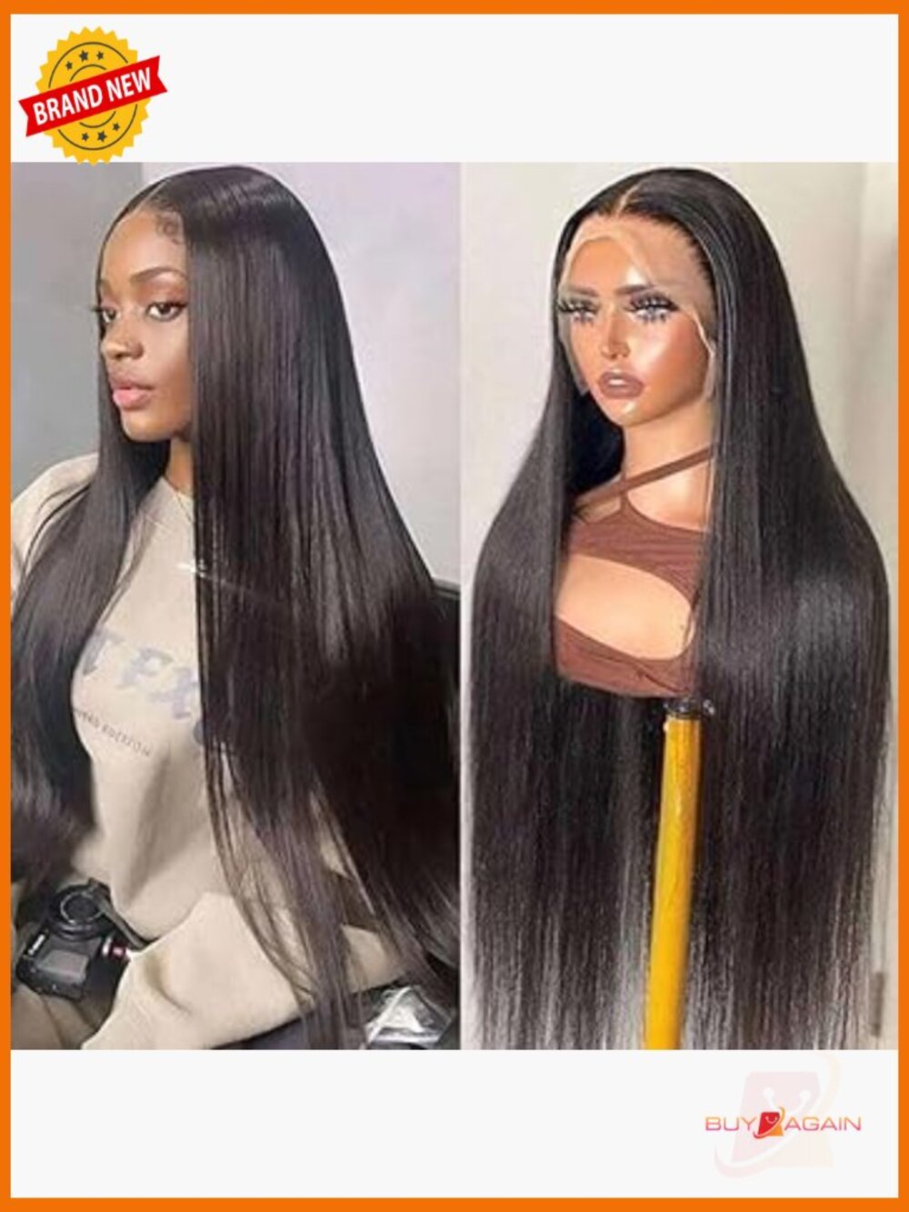 24" 200 Density 13x4 Lace Front Wig Human Hair Glueless Pre Plucked Straight